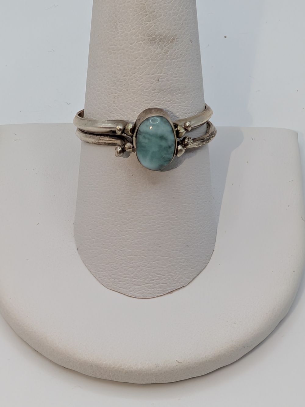 Silver Ring with Reversible Design- Larimar And Amber Stones